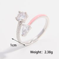 Sterling Silver White Gold Plated Elegant Simple Style Commute Plating Inlay Heart Shape Zircon Open Rings sku image 5