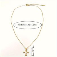 Wholesale Jewelry Simple Style Classic Style Cross Alloy Zircon Gold Plated Inlay Pendant Necklace main image 2