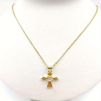 Wholesale Jewelry Simple Style Classic Style Cross Alloy Zircon Gold Plated Inlay Pendant Necklace sku image 1