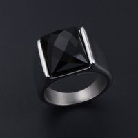 Casual Basic Classic Style Geometric 304 Stainless Steel Inlay Zircon Men's Rings main image 5