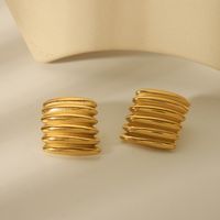 1 Pair Simple Style Commute Geometric 304 Stainless Steel 18K Gold Plated Ear Studs main image 4
