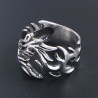 Chinoiserie Retro Ethnic Style Dragon 304 Stainless Steel Polishing Men's Rings main image 1