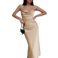 Women's Strap Dress Sexy Strap Sleeveless Solid Color Maxi Long Dress Holiday Daily main image 4