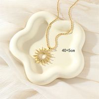 Ferroalloy (201 Stainless Steel) Brass 18K Gold Plated Simple Style Classic Style Plating Inlay Sun Zircon Pendant Necklace main image 2