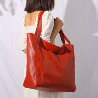 Women's Large Pu Leather Solid Color Vintage Style Classic Style Square Magnetic Buckle Tote Bag main image 5