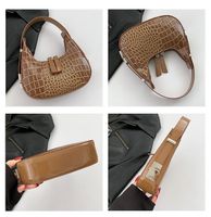Women's Small Pu Leather Solid Color Crocodile Streetwear Pillow Shape Zipper Underarm Bag main image 8