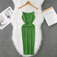 Women's Strap Dress Casual Boat Neck Beaded Sleeveless Solid Color Maxi Long Dress Daily main image 1
