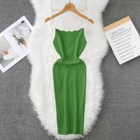 Women's Strap Dress Casual Boat Neck Beaded Sleeveless Solid Color Maxi Long Dress Daily main image 5