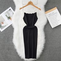 Women's Strap Dress Casual Boat Neck Beaded Sleeveless Solid Color Maxi Long Dress Daily main image 3