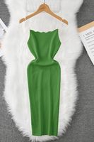 Women's Strap Dress Casual Boat Neck Beaded Sleeveless Solid Color Maxi Long Dress Daily main image 4