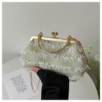 Women's Small Fabric Plaid Solid Color Elegant Vintage Style Clasp Frame Crossbody Bag main image 3