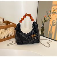 Women's Small Pu Leather Solid Color Classic Style Streetwear Beading Pillow Shape Zipper Underarm Bag main image 7