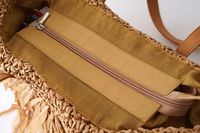 Women's Large Straw Solid Color Vacation Beach Weave Semicircle Zipper Straw Bag main image 3
