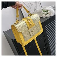 Women's Small Pu Leather Solid Color Vintage Style Classic Style Sequins Lock Clasp Crossbody Bag main image 4