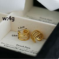 1 Pair Simple Style Classic Style Solid Color Plating 304 Stainless Steel Titanium Steel 18K Gold Plated Hoop Earrings main image 2