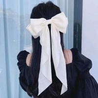 Women's Elegant Bow Knot Cloth Tassel Pleated Hair Clip sku image 2