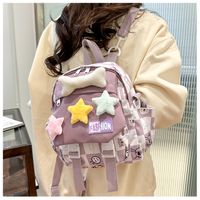 Waterproof 14 Inch Star Plaid Casual Daily School Backpack main image 4