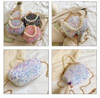 White Black Pink Sequin Solid Color Beading Sequins Shell Evening Bags main image 8