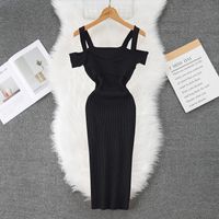 Women's Strap Dress Casual Boat Neck Backless Sleeveless Solid Color Maxi Long Dress Daily main image 5