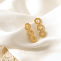 1 Pair IG Style Lady Classic Style Round Solid Color Plating Copper Matte Gold Ear Studs main image 3