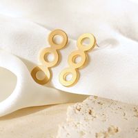 1 Pair IG Style Lady Classic Style Round Solid Color Plating Copper Matte Gold Ear Studs main image 4