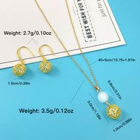 Copper 18K Gold Plated Elegant Glam Shiny Plating Hollow Out Inlay Round Natural Stone Zircon Jewelry Set main image 2