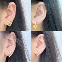 1 Pair Classic Style Commute Shiny Heart Shape Hollow Out Inlay Copper Zircon 18K Gold Plated Drop Earrings Ear Studs main image 2