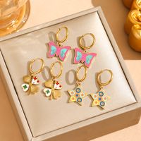 1 Pair Y2K Hip-Hop Star Butterfly Plating 304 Stainless Steel 18K Gold Plated Drop Earrings main image 1