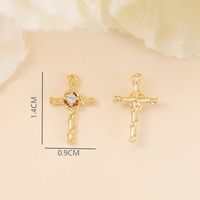 1 Piece 14 * 9mm Copper Zircon 18K Gold Plated White Gold Plated Cross Polished Pendant main image 2