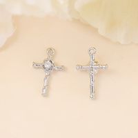 1 Piece 14 * 9mm Copper Zircon 18K Gold Plated White Gold Plated Cross Polished Pendant main image 3