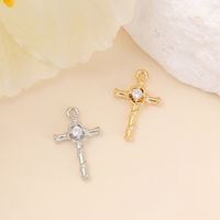 1 Piece 14 * 9mm Copper Zircon 18K Gold Plated White Gold Plated Cross Polished Pendant main image 4