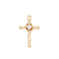 1 Piece 14 * 9mm Copper Zircon 18K Gold Plated White Gold Plated Cross Polished Pendant main image 6