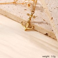 304 Stainless Steel Gold Plated Basic Modern Style Classic Style Plating Heart Shape Anchor Shell Pendant Necklace main image 8