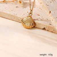 304 Stainless Steel Gold Plated Basic Modern Style Classic Style Plating Heart Shape Anchor Shell Pendant Necklace main image 3