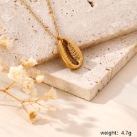 304 Stainless Steel Gold Plated Basic Modern Style Classic Style Plating Heart Shape Anchor Shell Pendant Necklace main image 4