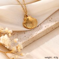 304 Stainless Steel Gold Plated Basic Modern Style Classic Style Plating Heart Shape Anchor Shell Pendant Necklace main image 7