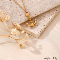 304 Stainless Steel Gold Plated Basic Modern Style Classic Style Plating Heart Shape Anchor Shell Pendant Necklace main image 5
