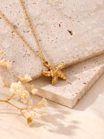 304 Stainless Steel Gold Plated Basic Modern Style Classic Style Plating Heart Shape Anchor Shell Pendant Necklace sku image 10