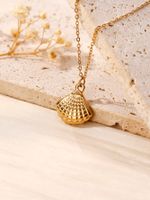 304 Stainless Steel Gold Plated Basic Modern Style Classic Style Plating Heart Shape Anchor Shell Pendant Necklace sku image 6