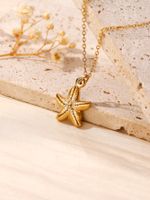 304 Stainless Steel Gold Plated Basic Modern Style Classic Style Plating Heart Shape Anchor Shell Pendant Necklace sku image 7
