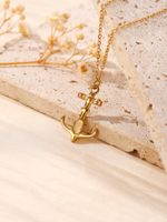 304 Stainless Steel Gold Plated Basic Modern Style Classic Style Plating Heart Shape Anchor Shell Pendant Necklace sku image 8