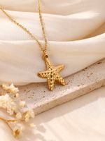 304 Stainless Steel Gold Plated Basic Modern Style Classic Style Plating Heart Shape Anchor Shell Pendant Necklace sku image 12