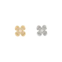 1 Pair Simple Style Classic Style Flower Plating Inlay Sterling Silver Artificial Pearls Zircon 14K Gold Plated Ear Studs main image 7