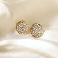 1 Paire Style IG Dame Style Classique Rond Placage Incruster Le Cuivre Zircon Plaqué Or 14K Boucles D'Oreilles main image 3