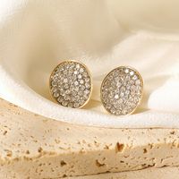 1 Pair IG Style Lady Classic Style Round Plating Inlay Copper Zircon 14K Gold Plated Ear Studs main image 4