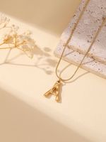 304 Stainless Steel 18K Gold Plated Simple Style Classic Style Commute Plating Letter Pendant Necklace sku image 1