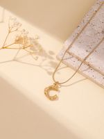 304 Stainless Steel 18K Gold Plated Simple Style Classic Style Commute Plating Letter Pendant Necklace sku image 3