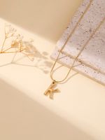 304 Stainless Steel 18K Gold Plated Simple Style Classic Style Commute Plating Letter Pendant Necklace sku image 11