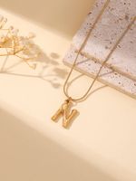 304 Stainless Steel 18K Gold Plated Simple Style Classic Style Commute Plating Letter Pendant Necklace sku image 14