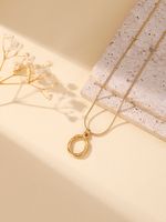 304 Stainless Steel 18K Gold Plated Simple Style Classic Style Commute Plating Letter Pendant Necklace sku image 15